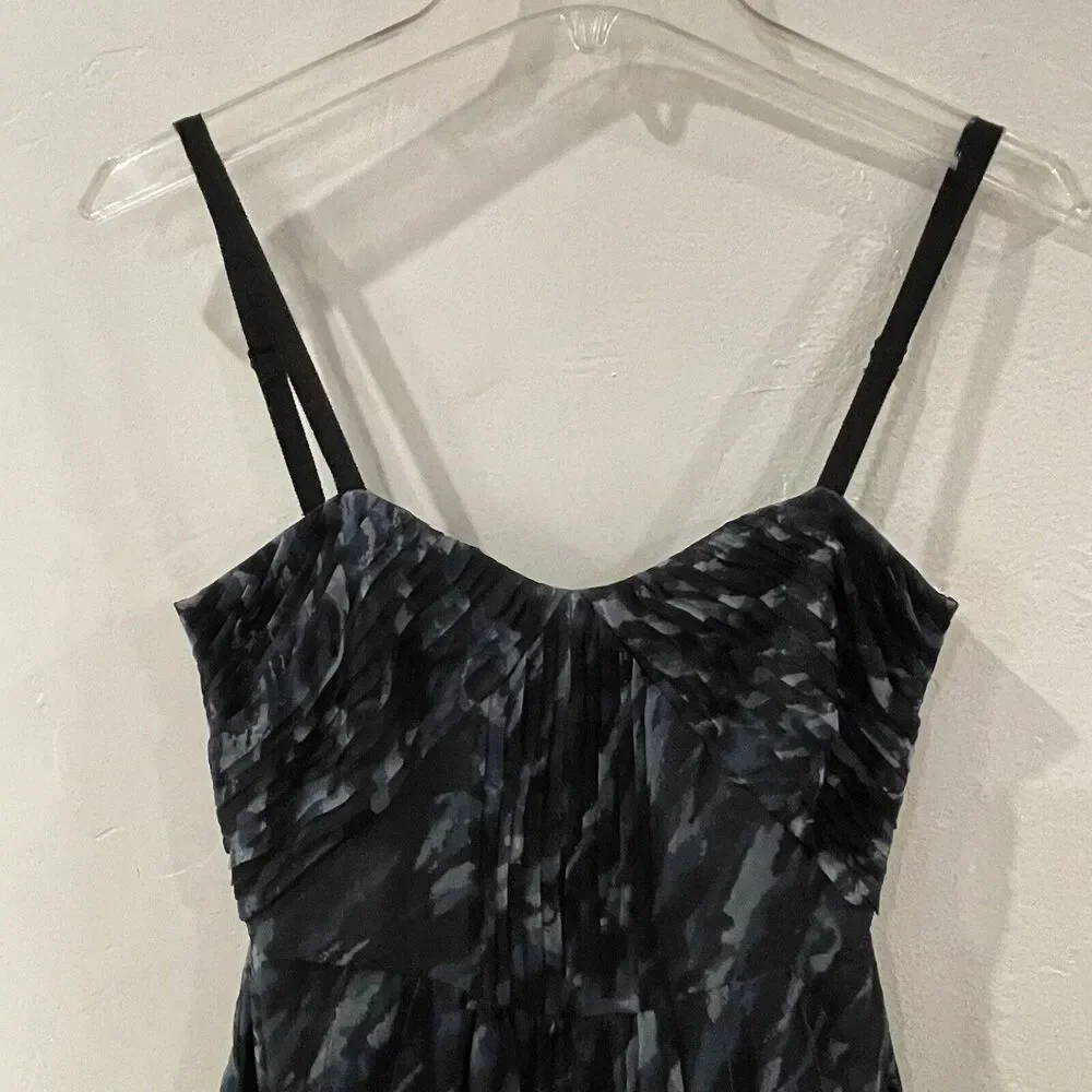 BCBGMaxAzria Silk Camo Mini Dress with Pockets Size XXS Blue Tulle Fit and Flare